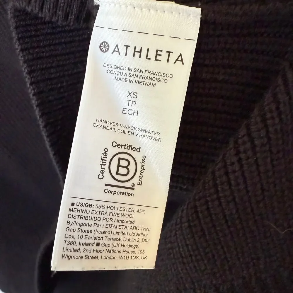 Athleta Black V Neck Ribbed long sleeves top size XS/P - Picture 5 of 8